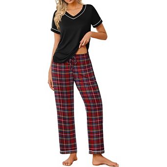 Ekouaer Women's Soft Lounge Pajama Set with Relaxed Fit Pants