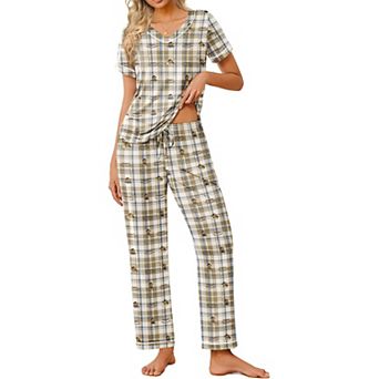 Ekouaer Women's Soft Lounge Pajama Set with Relaxed Fit Pants