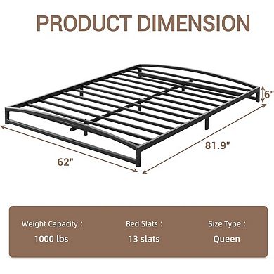 Low Bed Frame Twin Size, 6 Inch Heavy Duty Metal Platform Bed Frame