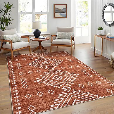 Polyester Imitation Cashmere Rectangular Hallway Office Foldable Flower Printed Persian Washable Rug