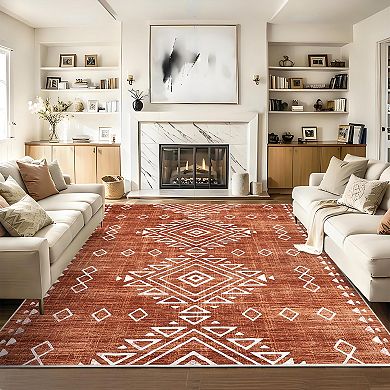Polyester Imitation Cashmere Rectangular Hallway Office Foldable Flower Printed Persian Washable Rug