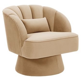Modern Swivel Barrel Chair, 360° Rotatable Accent Chair with Velvet Upholstery, Living Room, Office