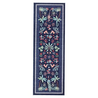 Jungle Animal Print Rug, Washable Non-Slip Tropical Peacock Monkey Carpet for Bedroom Living Room