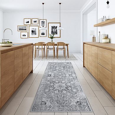 Machine Washable Area Rug Oriental - Thin, Vintage, mark Resistant, Non-Slip
