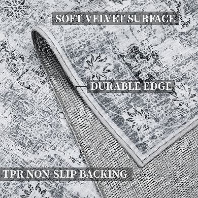 Machine Washable Area Rug Oriental - Thin, Vintage, mark Resistant, Non-Slip