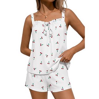 Ekouaer Women’s Summer Pajama Set Tank Top and Shorts with Bow Detail