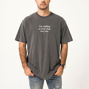 I'm Smiling At Your Dog, Not You - Men's Garment Dyed Graphic T-Shirt