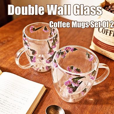 13oz Double Wall Glass Coffee Mugs With Handles Holiday gift