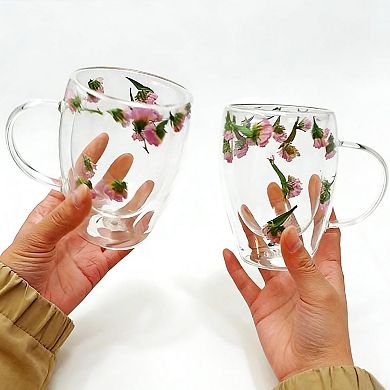 13oz Double Wall Glass Coffee Mugs With Handles Holiday gift