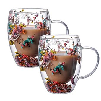 13oz Double Wall Glass Coffee Mugs With Handles Holiday gift