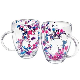 13oz Double Wall Glass Coffee Mugs With Handles Holiday gift