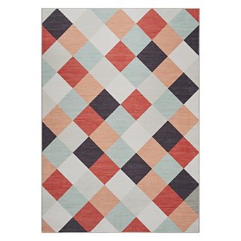 Non-Slip Washable Checkered Runner Rug - Green and White Plaid Carpet - Indoor Area Rug for Hallway