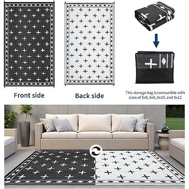 Waterproof Outdoor Rug, Modern Reversible Plastic Straw Patio Camping Rugs