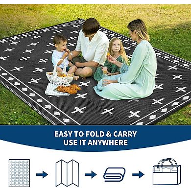 Waterproof Outdoor Rug, Modern Reversible Plastic Straw Patio Camping Rugs
