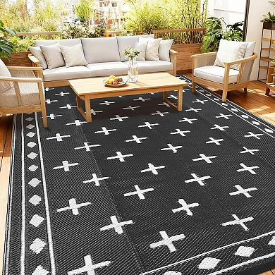 Waterproof Outdoor Rug, Modern Reversible Plastic Straw Patio Camping Rugs