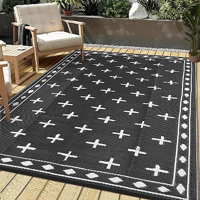 Waterproof Outdoor Rug, Modern Reversible Plastic Straw Patio Camping Rugs