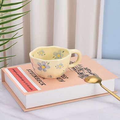 Ceramic Flower Coffee Mug for Latte Tea Milk— Mother's Day Gift