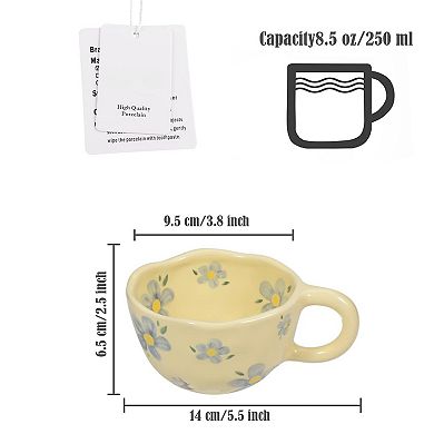 Ceramic Flower Coffee Mug for Latte Tea Milk— Mother's Day Gift