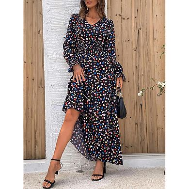 Women Elegant Long Sleeve Maxi Wedding Guest Dress