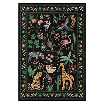 Washable Animal Rug, Non-Slip Vintage Low Pile Carpet for Living Room, Bedroom, Kids Room