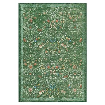 Botanical Non-Slip Area Rug Vintage Floral Machine Washable Carpet for Nursery