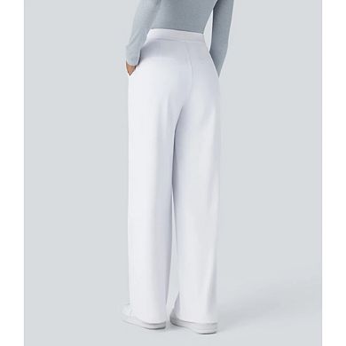 Womens Dress Pants Straight Leg Pull On Stretchy High Waisted Work Casual Outfits With Pockets
