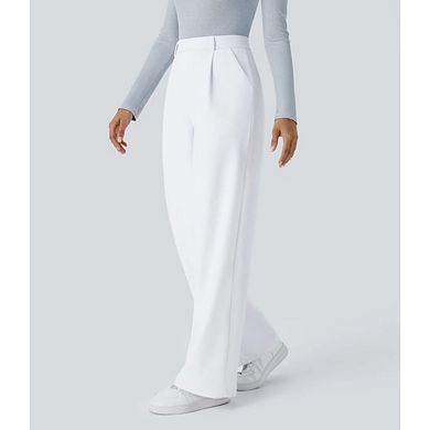 Womens Dress Pants Straight Leg Pull On Stretchy High Waisted Work Casual Outfits With Pockets