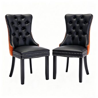 Pnronnc PU Leather Dining Chair 2 pc Club Chairs Vanity Chairs Dressing Chair Living Room Chair
