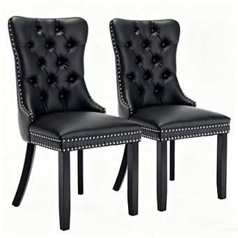 Pnronnc PU Leather Dining Chair 2 pc Club Chairs Vanity Chairs Dressing Chair Living Room Chair