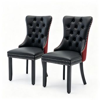 Pnronnc PU Leather Dining Chair 2 pc Club Chairs Vanity Chairs Dressing Chair Living Room Chair