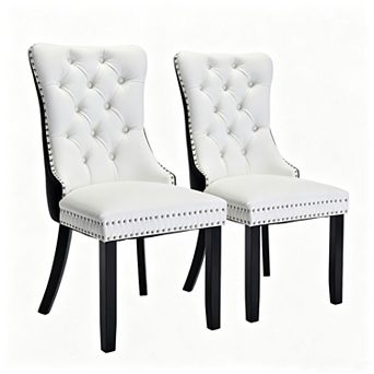 Pnronnc PU Leather Dining Chair 2 pc Club Chairs Vanity Chairs Dressing Chair Living Room Chair