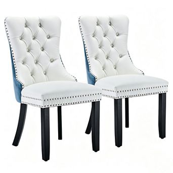 Pnronnc PU Leather Dining Chair 2 pc Club Chairs Vanity Chairs Dressing Chair Living Room Chair