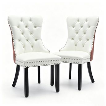 Pnronnc PU Leather Dining Chair 2 pc Club Chairs Vanity Chairs Dressing Chair Living Room Chair