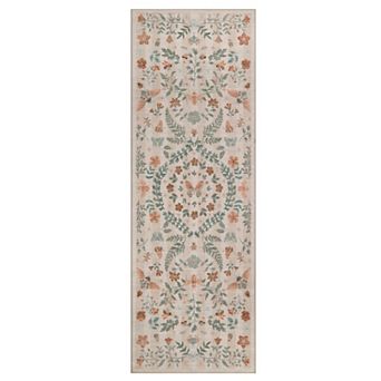 Floral Washable Runner Rug Non Slip Boho Flower Hallway Runner for Kitchen Laundry Bath Entry