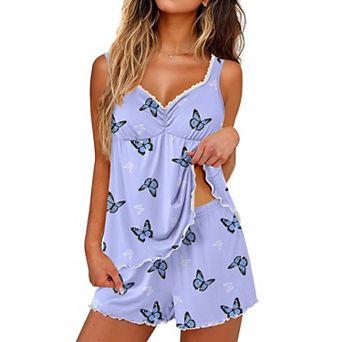 Ekouaer Women’s Soft Bridal Pajama Set V Neck Tank Top and Shorts