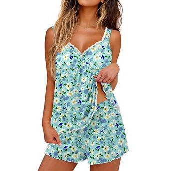 Ekouaer Women’s Soft Bridal Pajama Set V Neck Tank Top and Shorts