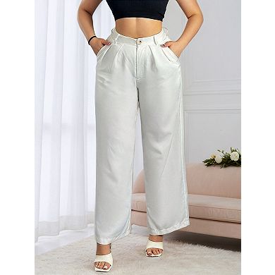 Women Wide Leg Suit Pants High Elastic Waisted Business Work Trousers