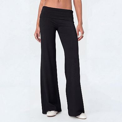 Women Fold Over Flared Sweatpants Lounge Yoga Pants