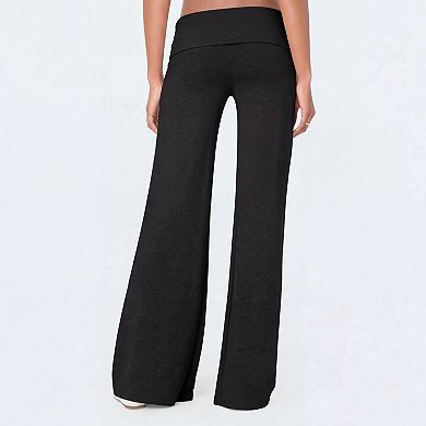 Women Fold Over Flared Sweatpants Lounge Yoga Pants