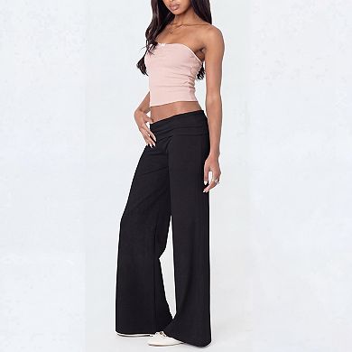 Women Fold Over Flared Sweatpants Lounge Yoga Pants