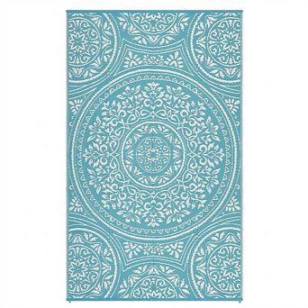 Outdoor Waterproof Rug Plastic Vintage Carpet, RV Camping Floor Mat for Patio Balcony Picnic Beach