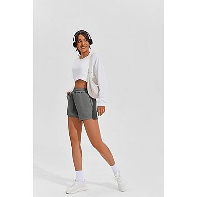 Women's Sweat Shorts with Pockets Drawstring Elastic Waist Summer Workout Casual Lounge Shorts