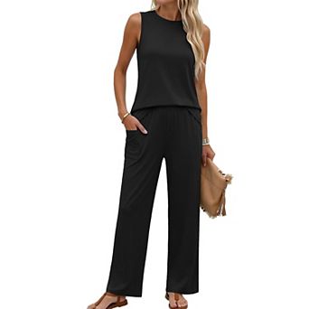 Ekouaer Two Piece Sets for Women Summer Outfits Lounge Tank Tops and Pants Vacation Travel Outfits