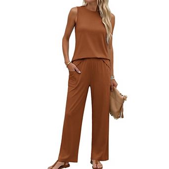 Ekouaer Two Piece Sets for Women Summer Outfits Lounge Tank Tops and Pants Vacation Travel Outfits