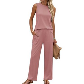 Ekouaer Two Piece Sets for Women Summer Outfits Lounge Tank Tops and Pants Vacation Travel Outfits
