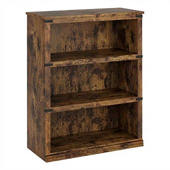 3 tier Tall Farmhouse Bookshelf, Sturdy Freestanding Display for Home Office, Living Room, Bedroom