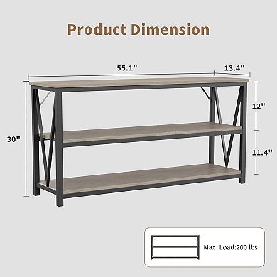 3-Tier Entryway Table with Storage Shelves, Rectangular Sofa Table