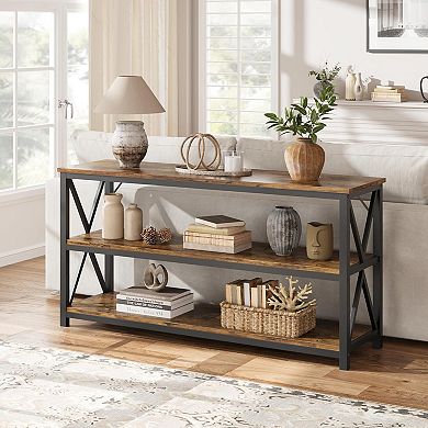 3-Tier Entryway Table with Storage Shelves, Rectangular Sofa Table