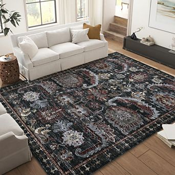 Area Rug Washable, Soft Vintage Large Area Rugs for Living Room, Bedroom, Dining Room
