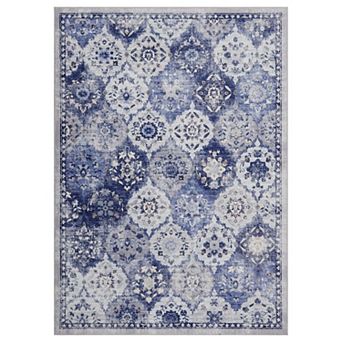 Area Rug, Washable Abstract Faux Wool Area Rug, Non-Slip Low-Pile Carpet for Home, Office